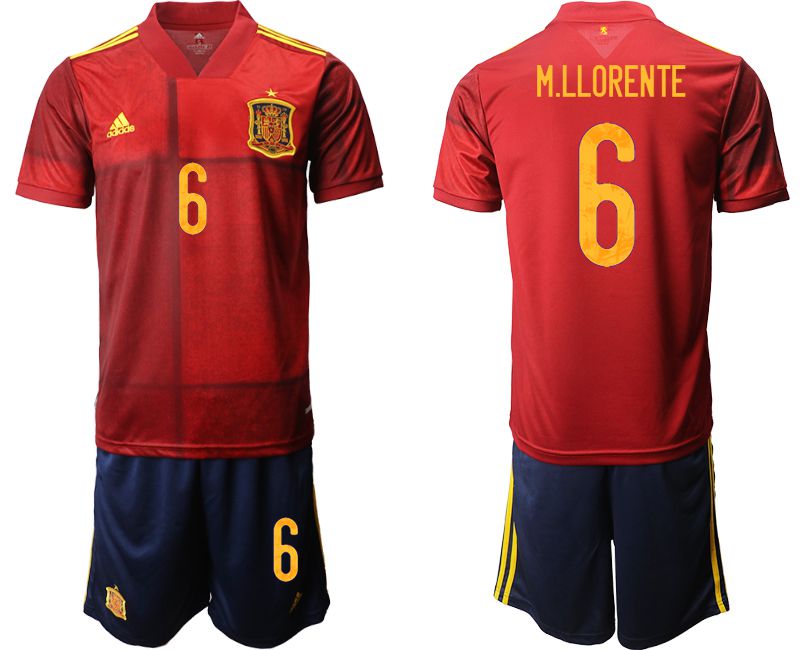Men 2020-2021 European Cup Spain home red #6 Adidas Soccer Jersey